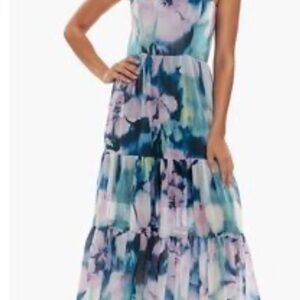 Floral Maxi Dress in Blue and Purple